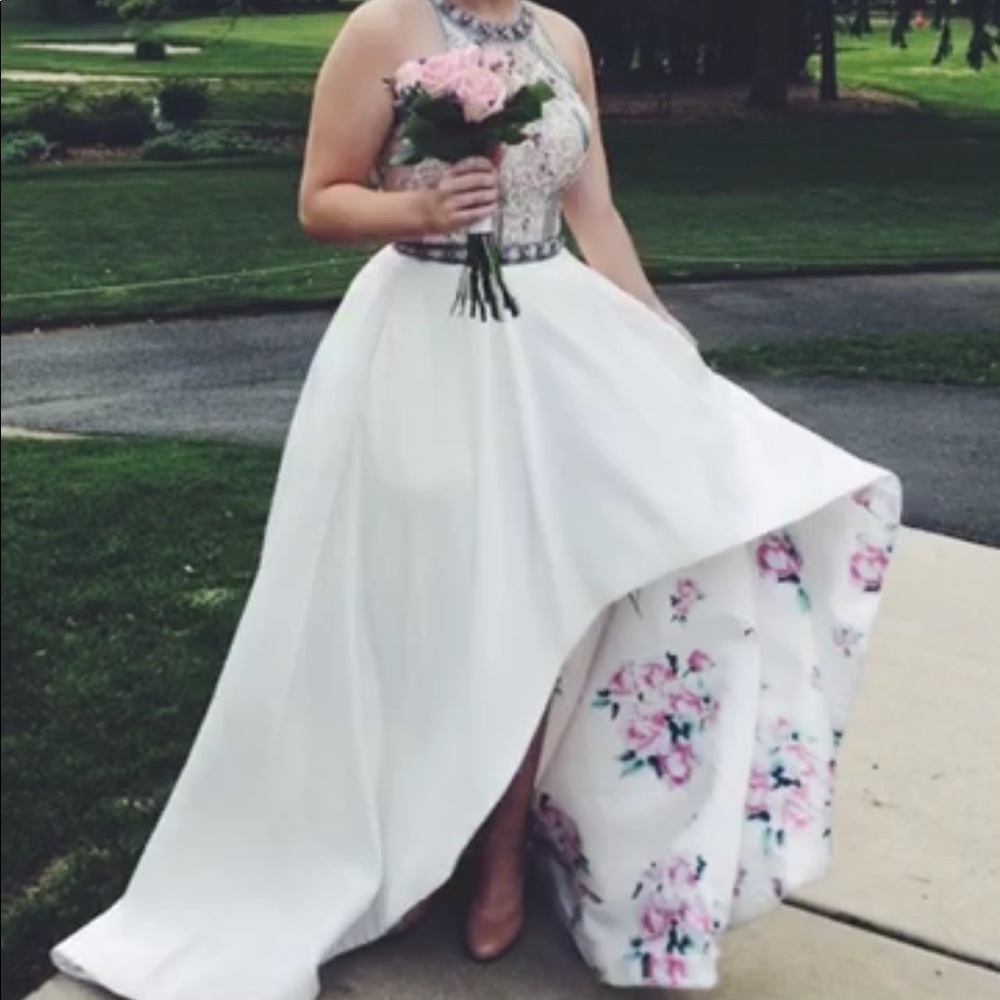 Beaded high low prom dress